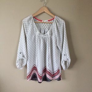 Rewind roll-tab sleeve blouse